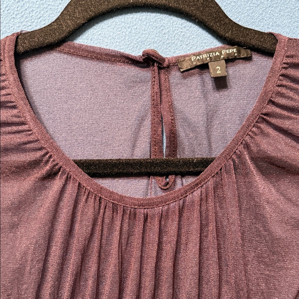 Long-Sleeve Purple See through Women's Top by Patrizia Pepe Italy Size 2 - Picture 3 of 16